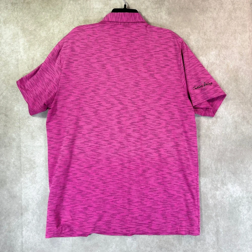 Adidas Polo Shirt Men XL Pink Space Dye Performance Pebble Beach Stretch Wick